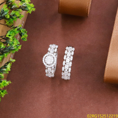 Wholesale fine 925 Silver Zircon Double Ring Set