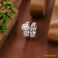 Wholesale fine 925 Silver Zircon Double Ring Set