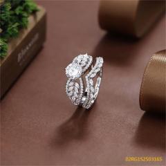 Wholesale fine 925 Silver Zircon Double Ring Set