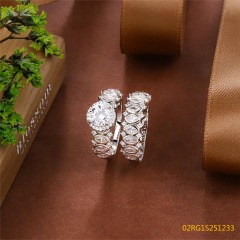 Wholesale fine 925 Silver Zircon Double Ring Set