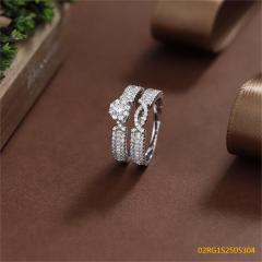 Wholesale fine 925 Silver Zircon Double Ring Set