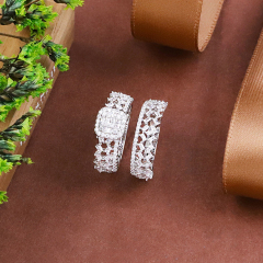Wholesale fine 925 Silver Zircon Double Ring Set