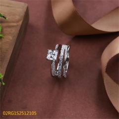 Wholesale fine 925 Silver Zircon Double Ring Set