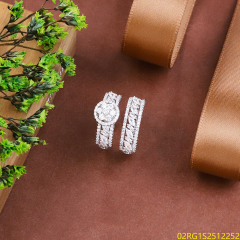 Wholesale fine 925 Silver Zircon Double Ring Set