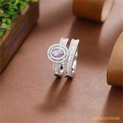 Wholesale fine 925 Silver Zircon Double Ring Set