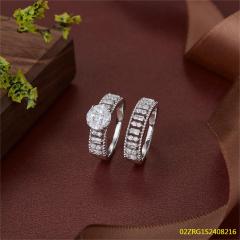Wholesale fine 925 Silver Zircon Double Ring Set