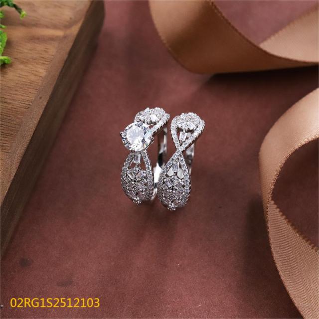 Wholesale fine 925 Silver Zircon Double Ring Set