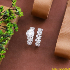 Wholesale fine 925 Silver Zircon Double Ring Set