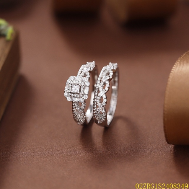 Wholesale fine 925 Silver Zircon Double Ring Set