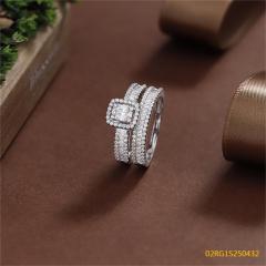 Wholesale fine 925 Silver Zircon Double Ring Set