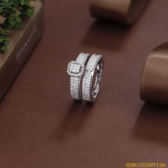 Wholesale fine 925 Silver Zircon Double Ring Set