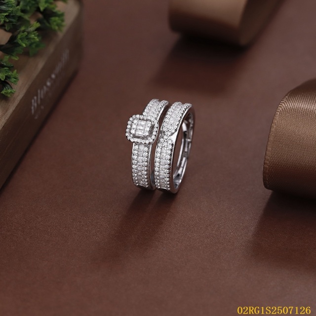 Wholesale fine 925 Silver Zircon Double Ring Set