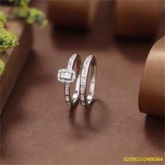 Wholesale fine 925 Silver Zircon Double Ring Set