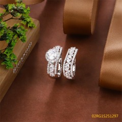 Wholesale fine 925 Silver Zircon Double Ring Set