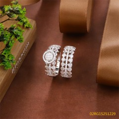 Wholesale fine 925 Silver Zircon Double Ring Set