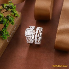 Wholesale fine 925 Silver Zircon Double Ring Set