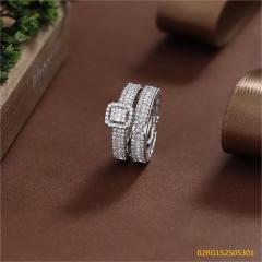 Wholesale fine 925 Silver Zircon Double Ring Set