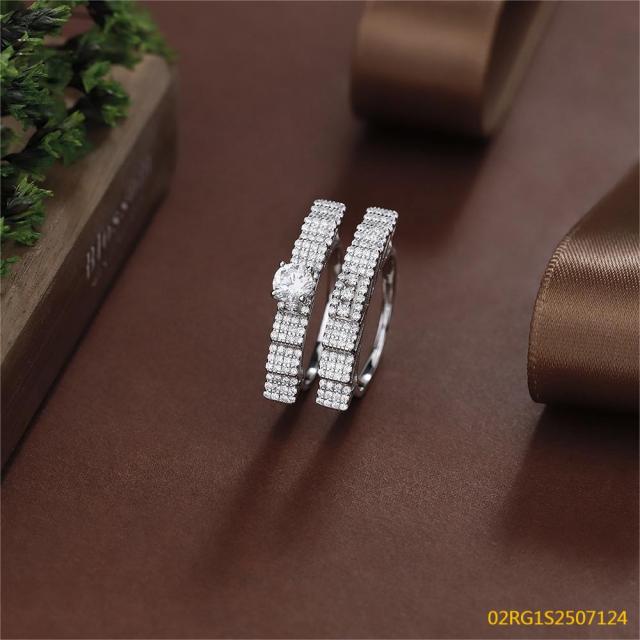 Wholesale fine 925 Silver Zircon Double Ring Set