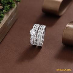 Wholesale fine 925 Silver Zircon Double Ring Set