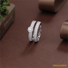 Wholesale fine 925 Silver Zircon Double Ring Set