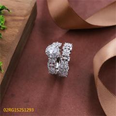 Wholesale fine 925 Silver Zircon Double Ring Set