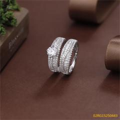 Wholesale fine 925 Silver Zircon Double Ring Set