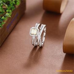 Wholesale fine 925 Silver Zircon Double Ring Set