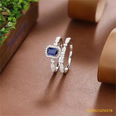 Wholesale fine 925 Silver Zircon Double Ring Set