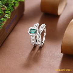 Wholesale fine 925 Silver Zircon Double Ring Set