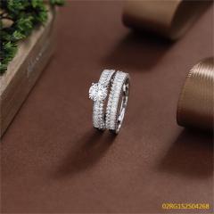 Wholesale fine 925 Silver Zircon Double Ring Set