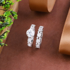 Wholesale fine 925 Silver Zircon Double Ring Set
