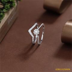 Wholesale fine 925 Silver Zircon Double Ring Set
