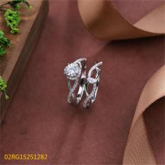 Wholesale fine 925 Silver Zircon Double Ring Set