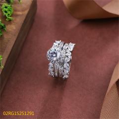 Wholesale fine 925 Silver Zircon Double Ring Set