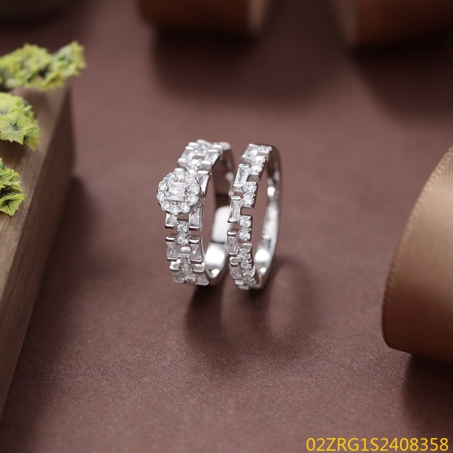Wholesale fine 925 Silver Zircon Double Ring Set