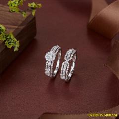 Wholesale fine 925 Silver Zircon Double Ring Set