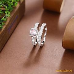 Wholesale fine 925 Silver Zircon Double Ring Set