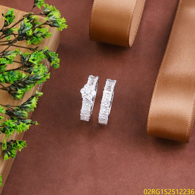 Wholesale fine 925 Silver Zircon Double Ring Set