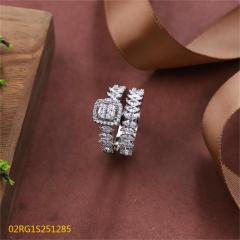 Wholesale fine 925 Silver Zircon Double Ring Set