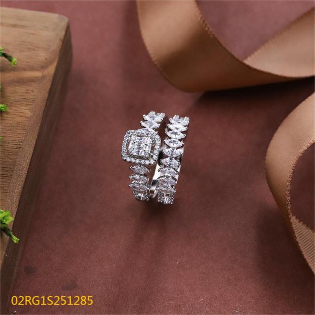 Wholesale fine 925 Silver Zircon Double Ring Set