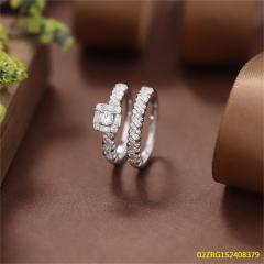 Wholesale fine 925 Silver Zircon Double Ring Set