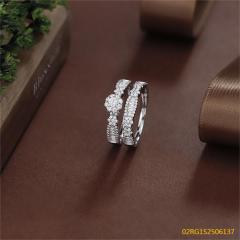 Wholesale fine 925 Silver Zircon Double Ring Set