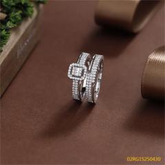Wholesale fine 925 Silver Zircon Double Ring Set