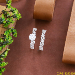 Wholesale fine 925 Silver Zircon Double Ring Set