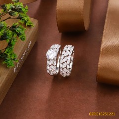 Wholesale fine 925 Silver Zircon Double Ring Set