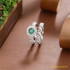 Wholesale fine 925 Silver Zircon Double Ring Set