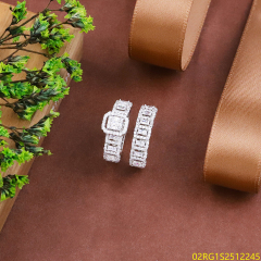Wholesale fine 925 Silver Zircon Double Ring Set