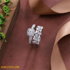 Wholesale fine 925 Silver Zircon Double Ring Set