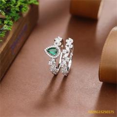 Wholesale fine 925 Silver Zircon Double Ring Set