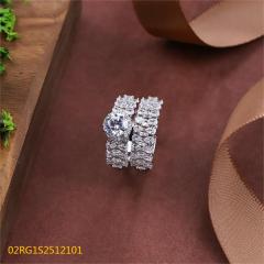 Wholesale fine 925 Silver Zircon Double Ring Set